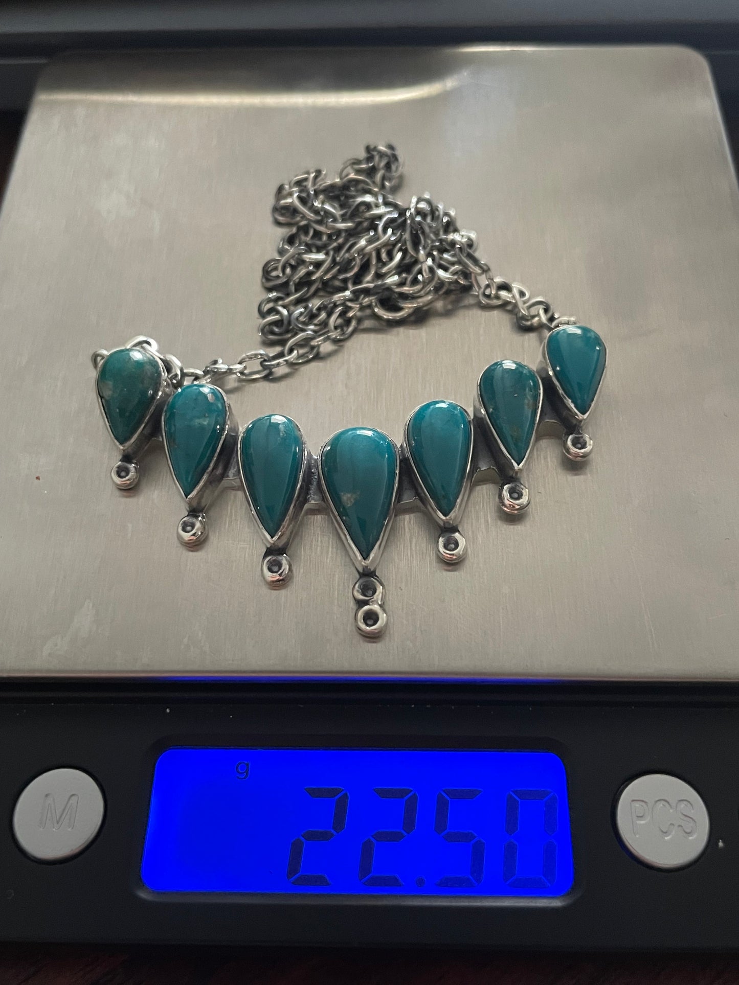 Turquoise Chain Necklace | 925 Sterling Silver Southwest X43