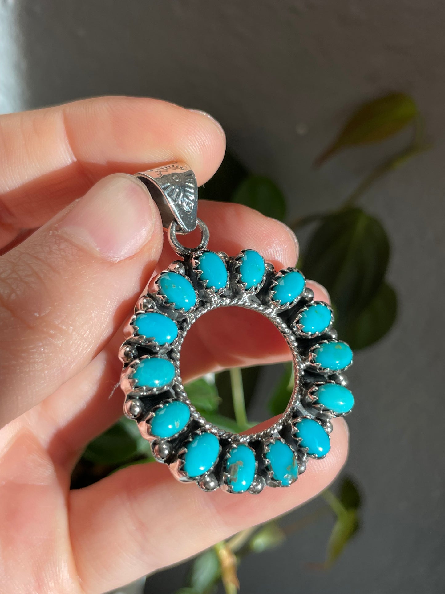 Turquoise Circle Pendant | Sterling Silver 925 B824