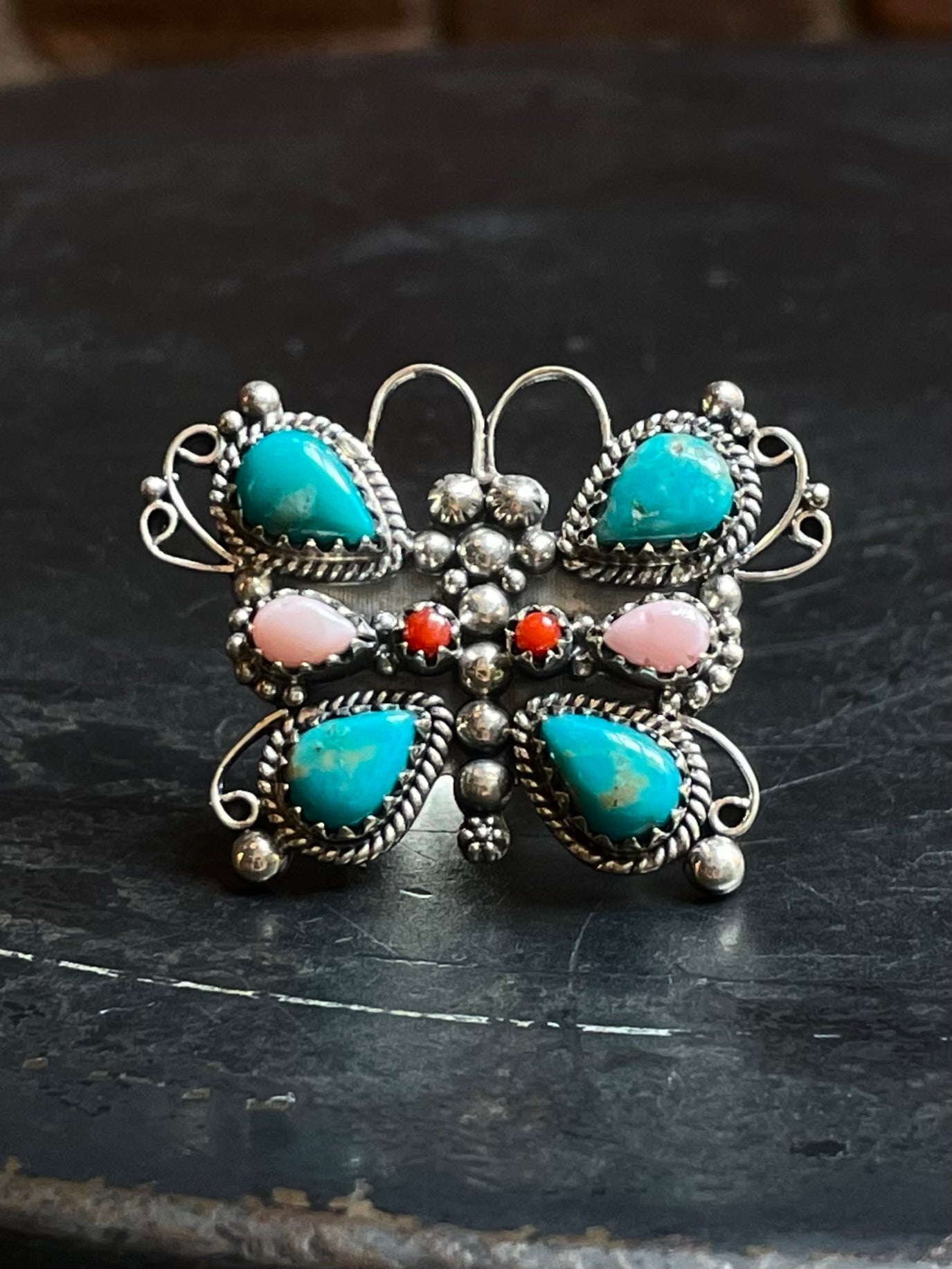 Kingman Turquoise Butterfly Ring | Sterling Silver | Size 6 | A335