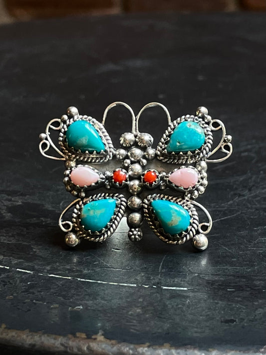 Kingman Turquoise Butterfly Ring | Sterling Silver | Size 6 | A335