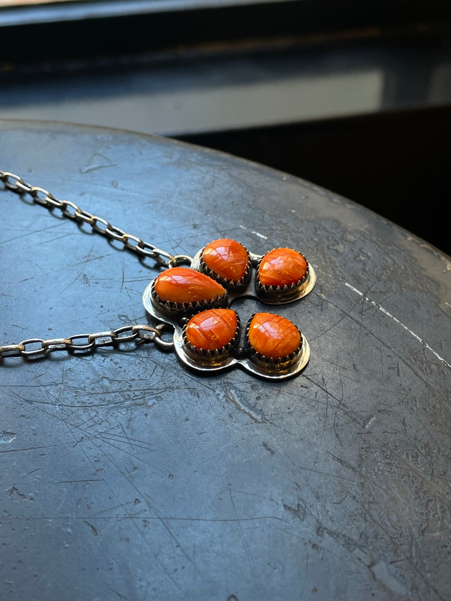 Spiny Oyster Cluster Naja Necklace | Sterling Silver E935