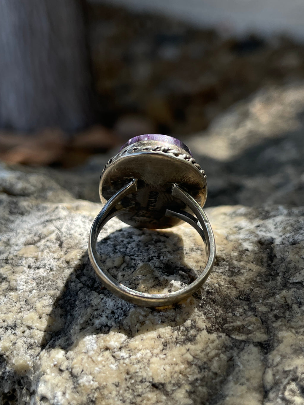 Charoite Oval Statement Ring Size 7 | 925 Sterling SilverD262