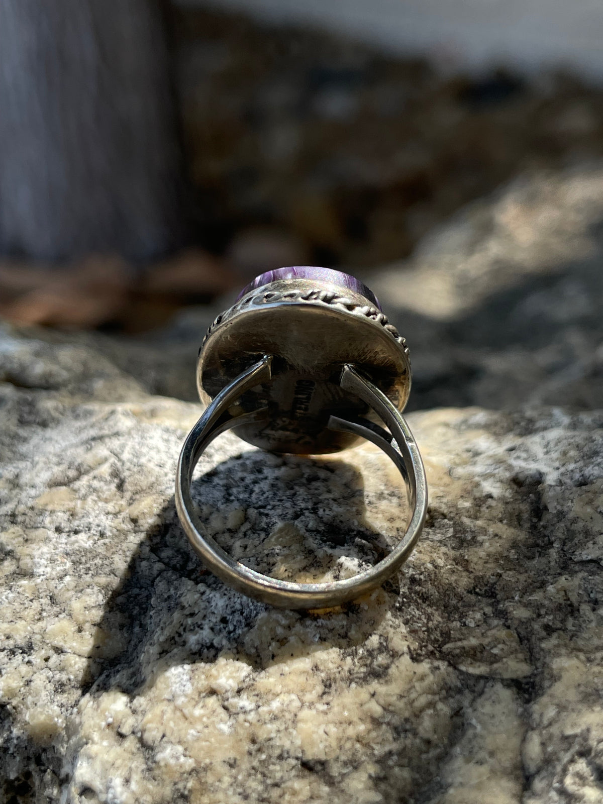 Charoite Oval Statement Ring Size 7 | 925 Sterling SilverD262