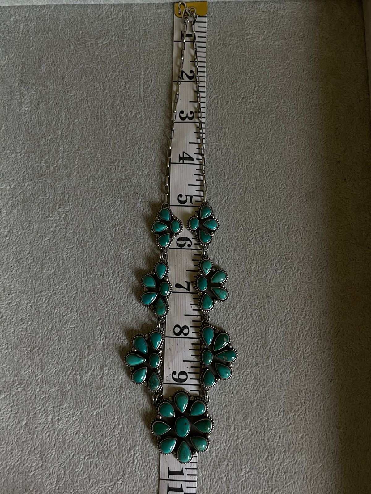 Turquoise Floral Cluster Necklace | 925 Sterling Silver D259