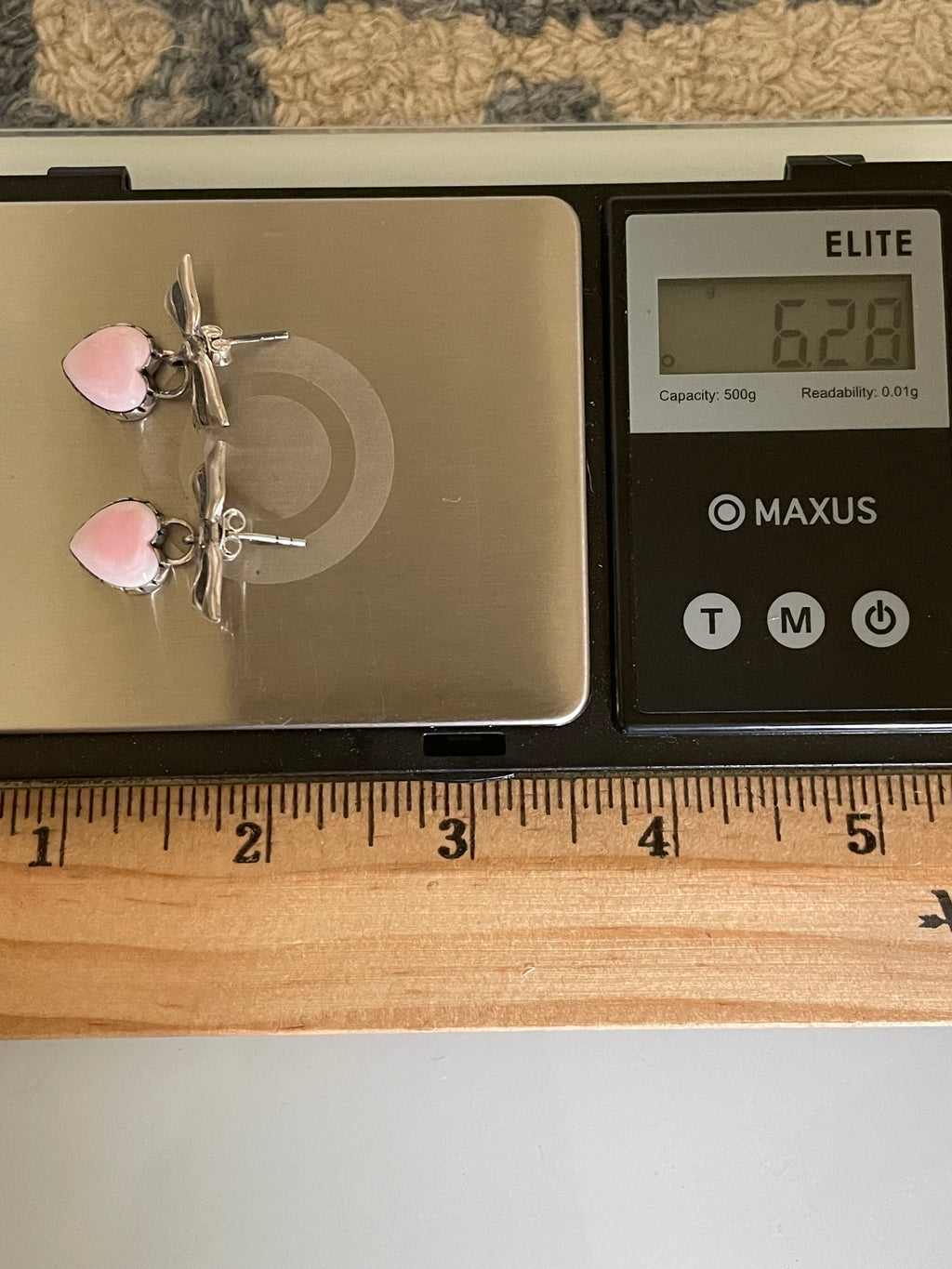 Pink Conch Heart Bow Stud Earrings | 925 Sterling Silver G671