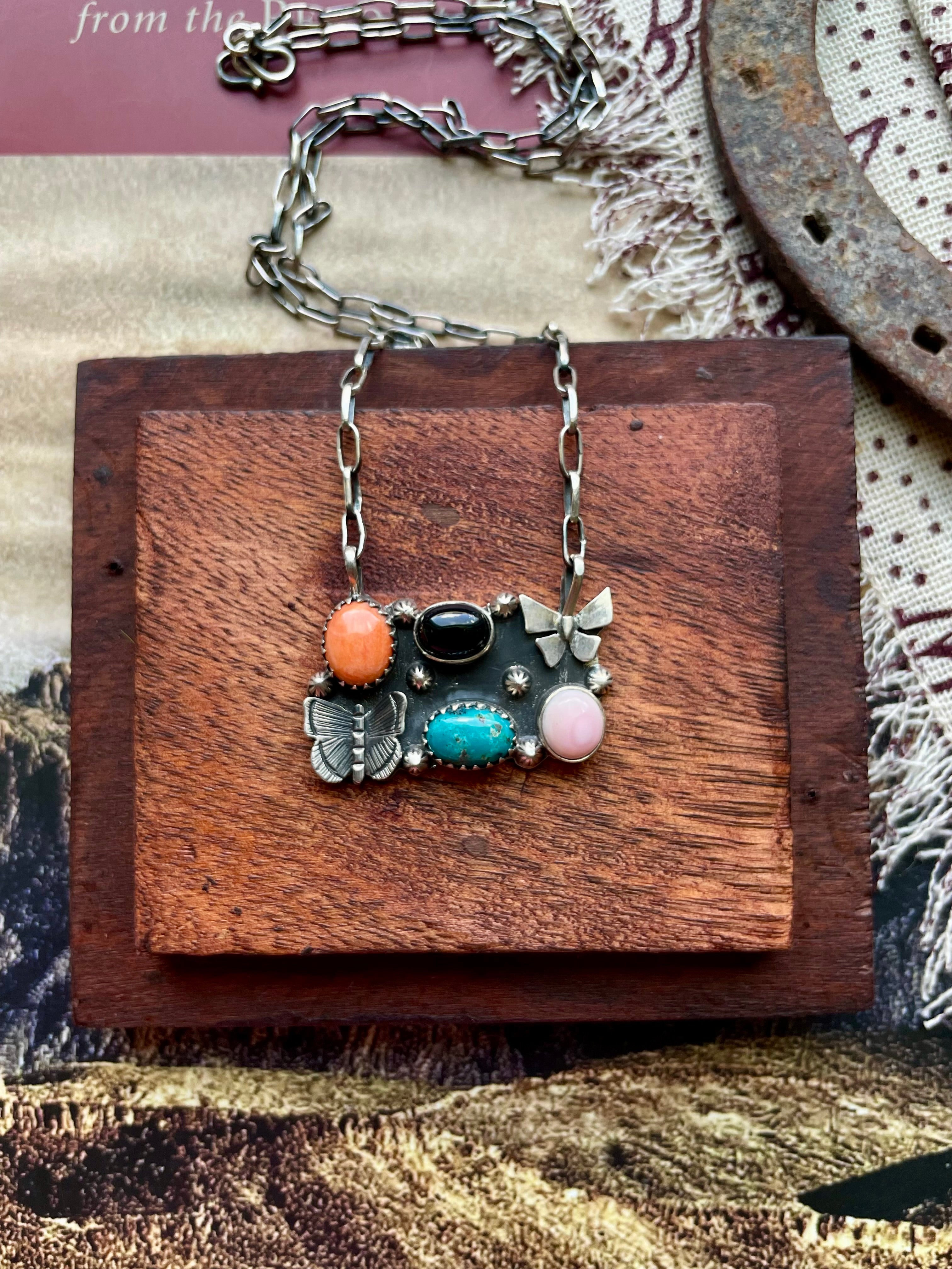 Multi-Stone Butterfly Necklace | 925 Sterling Silver D203