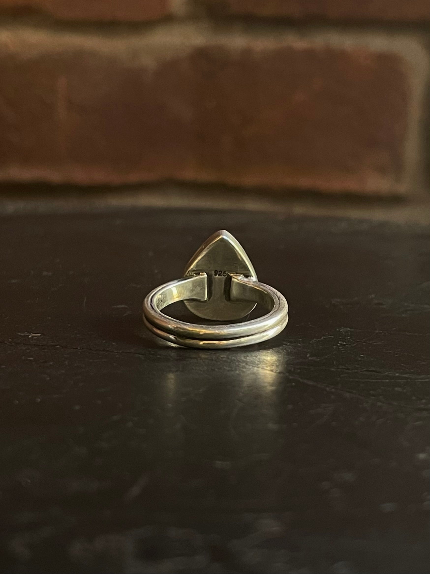 Kingman Turquoise Tear Drop Ring | Sterling Silver | Size 6.5 G362