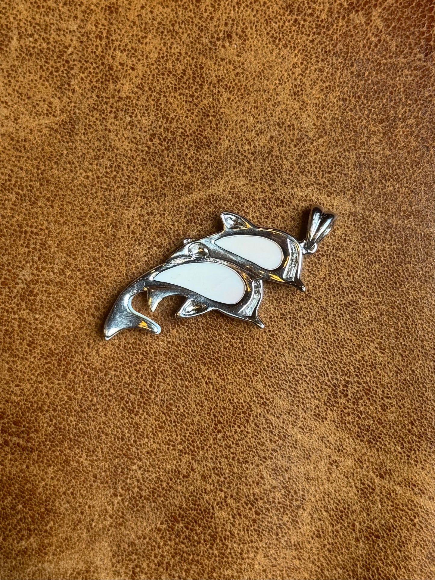 Pink Conch Dolphin Pendant | Sterling Silver | A806