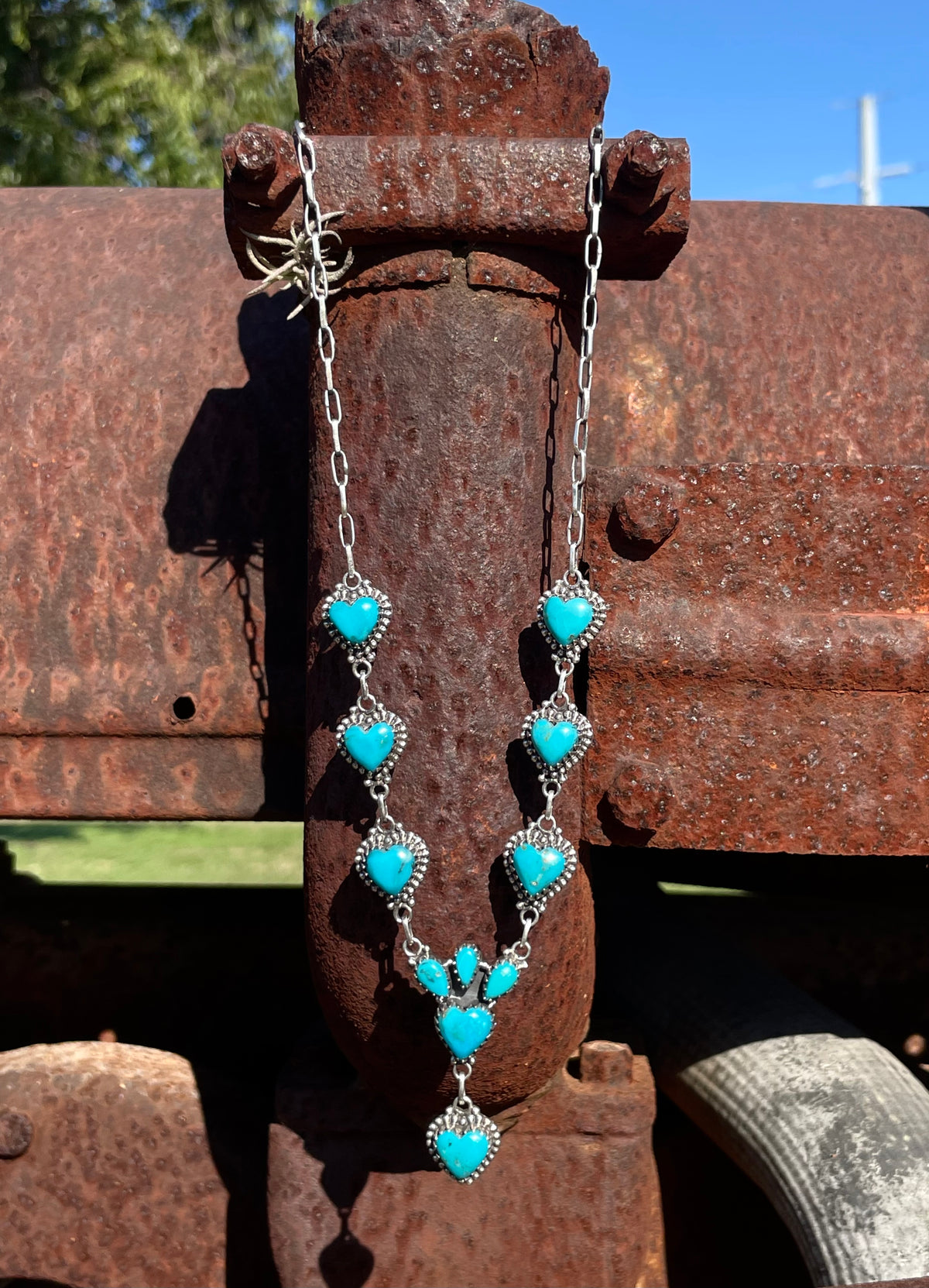Kingman Turquoise Heart Necklace | 925 Sterling Silver E619