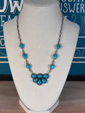 Kingman Turquoise Cluster Necklace | 925 Sterling Silver Southwestern