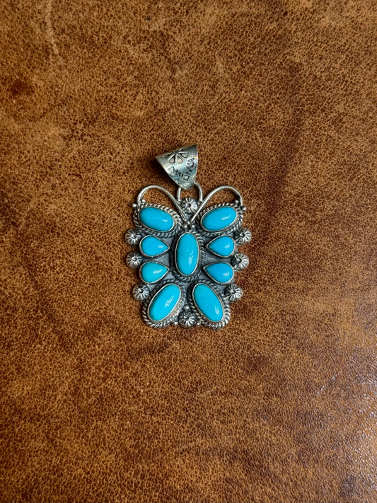 Butterfly Pendant in Kingman Turquoise | Sterling Silver | A821