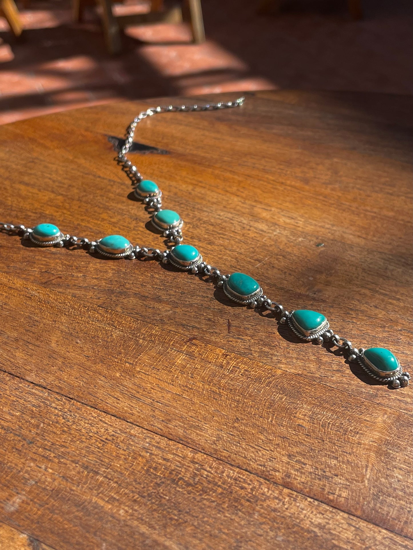 Kingman Turquoise Lariat Necklace | Sterling Silver | Handmade C848