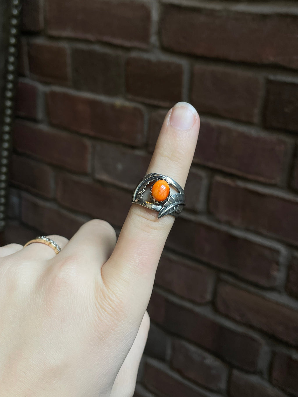 Spiny Oyster Leaf Ring Size 8 | 925 Sterling Silver Southwest E175