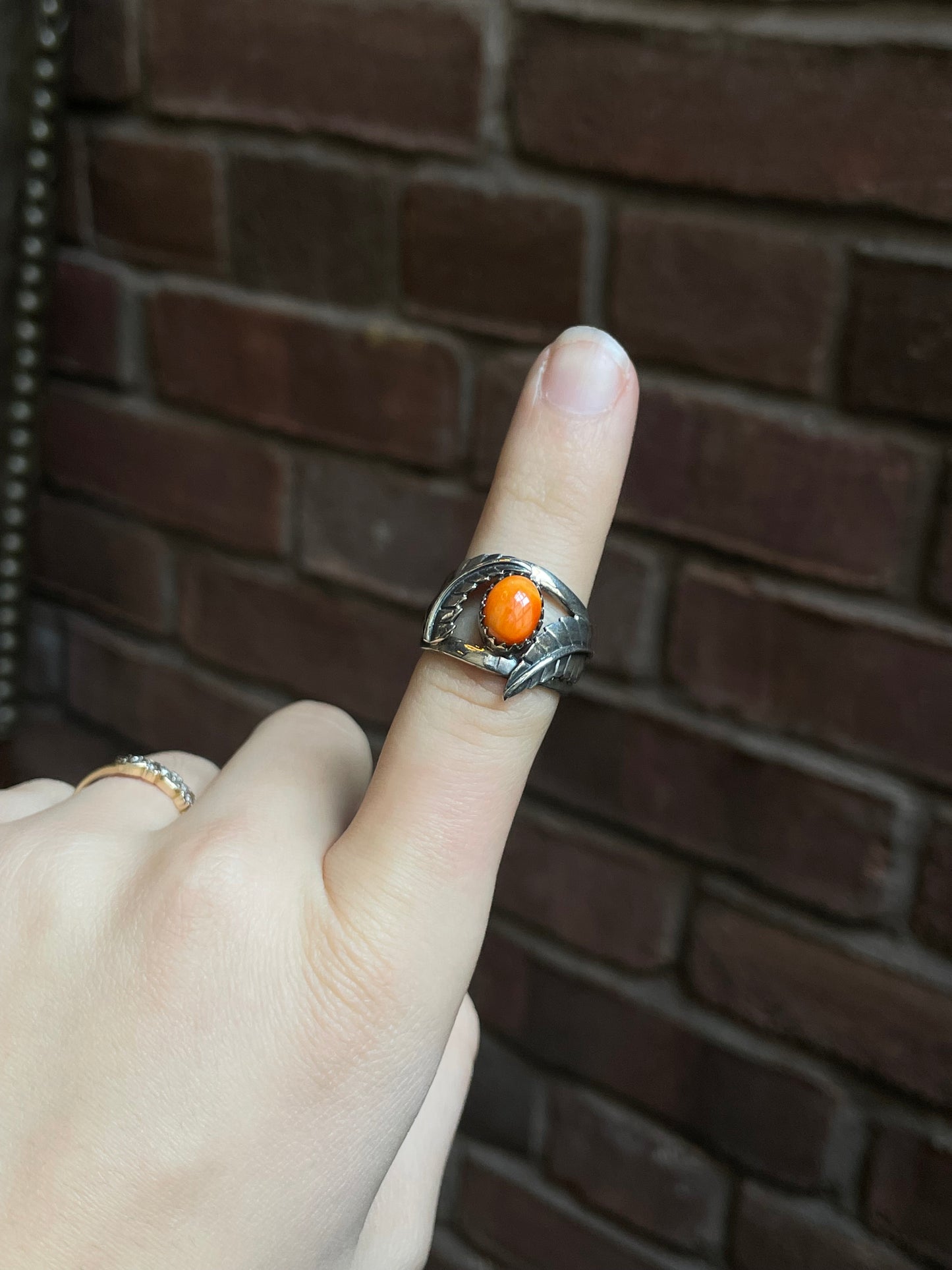 Spiny Oyster Leaf Ring Size 8 | 925 Sterling Silver Southwest E175