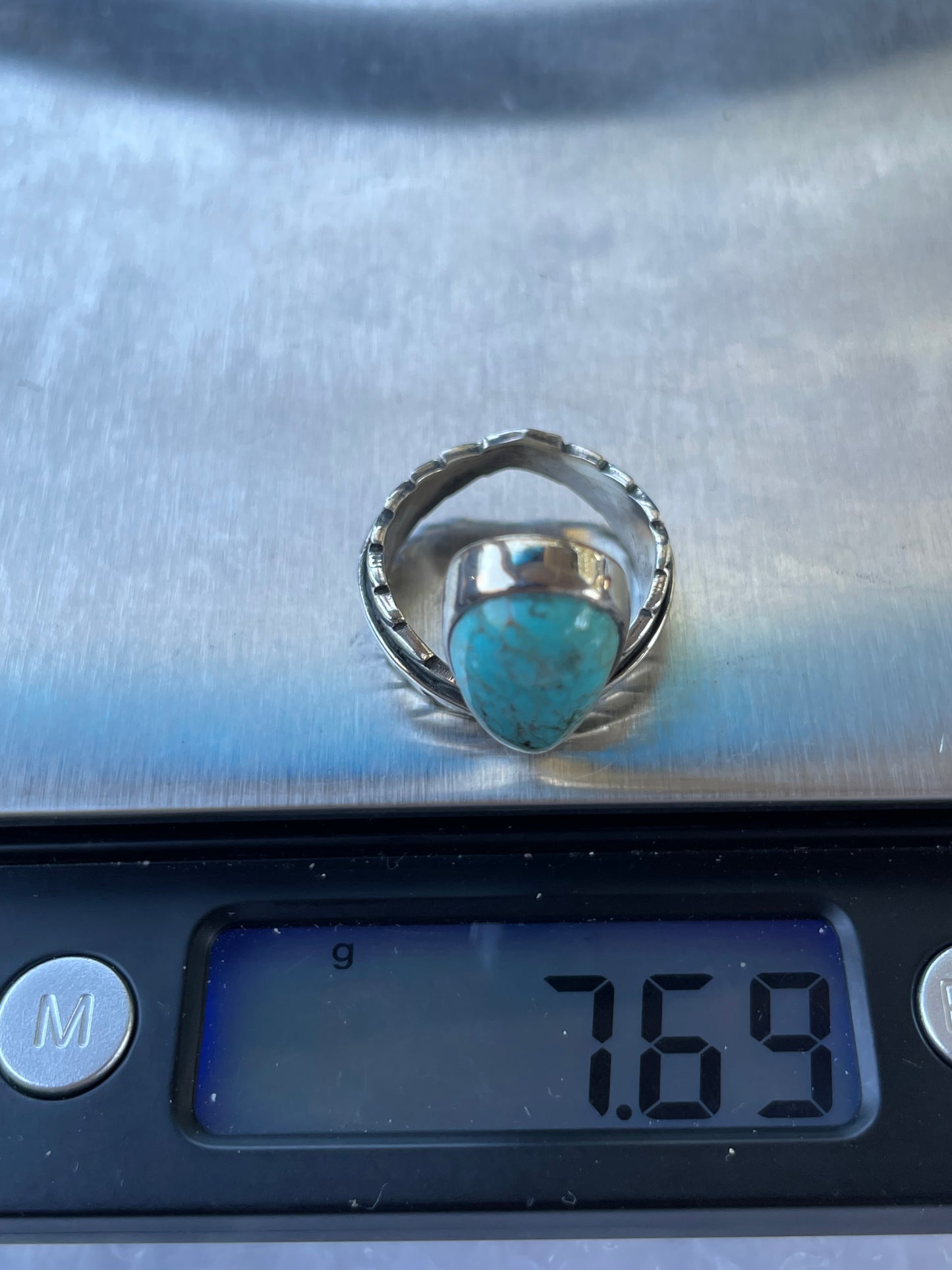 Turquoise Feather Ring Size 8 | 925 Sterling Silver B947