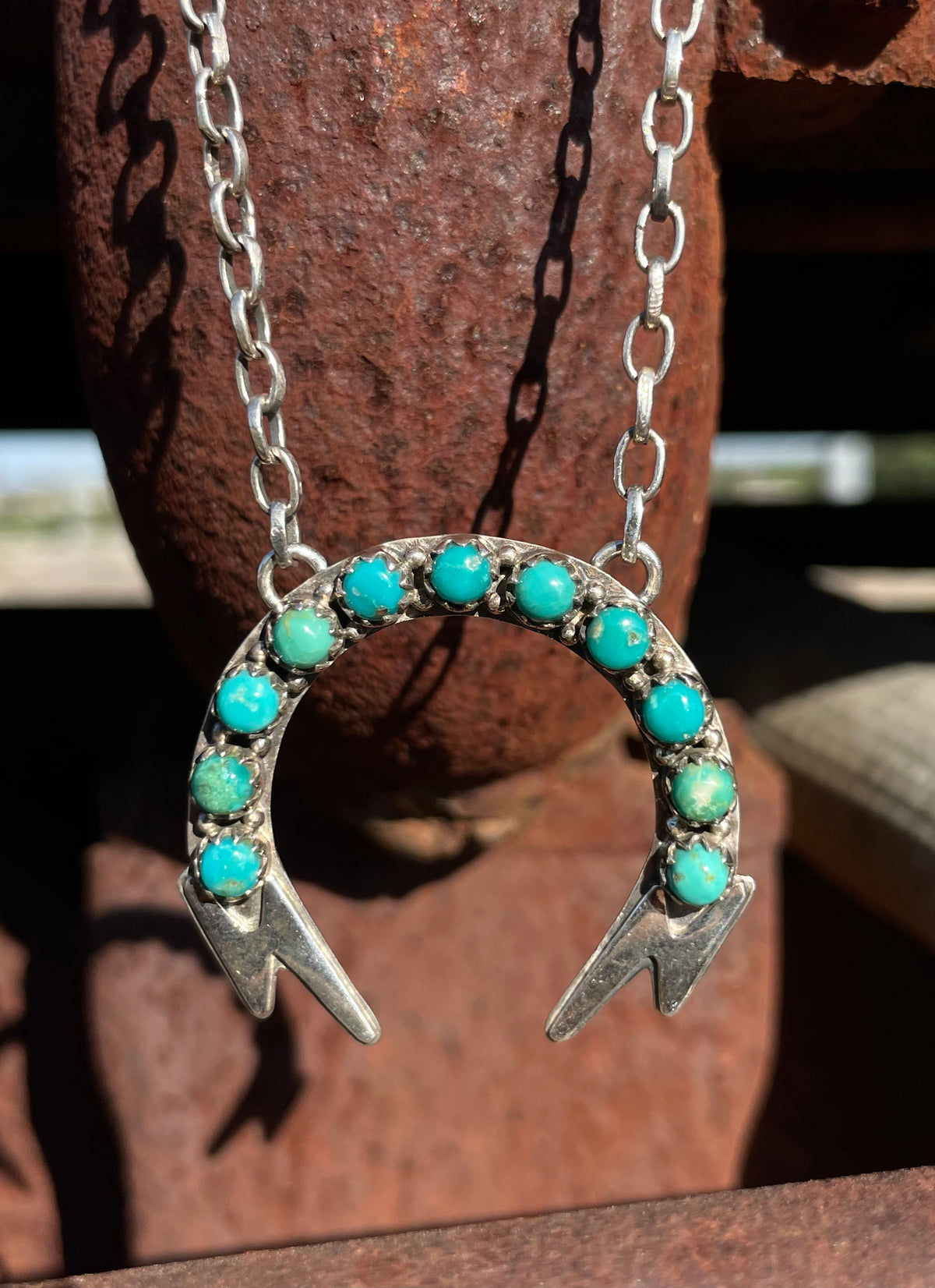 Kingman Lightning Bolts Turquoise Necklace | 925 Sterling Silver E361