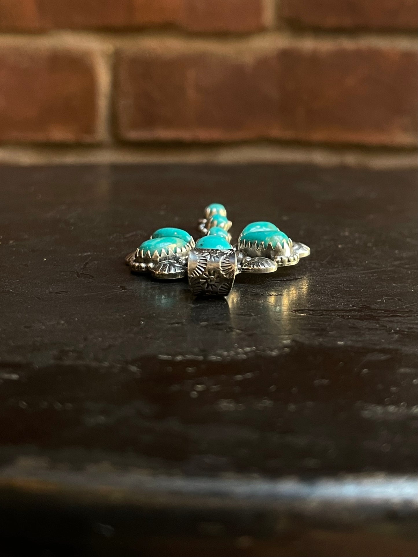 Kingman Turquoise Naja Dangle Pendant | Sterling Silver G463