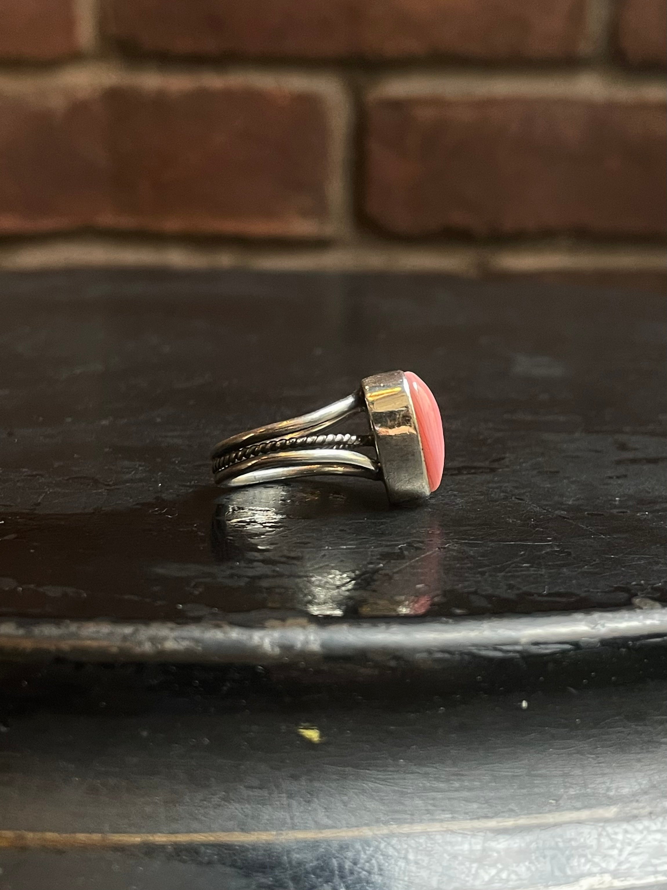 Pink Conch Heart Ring Size 6.5 | 925 Sterling Silver G115