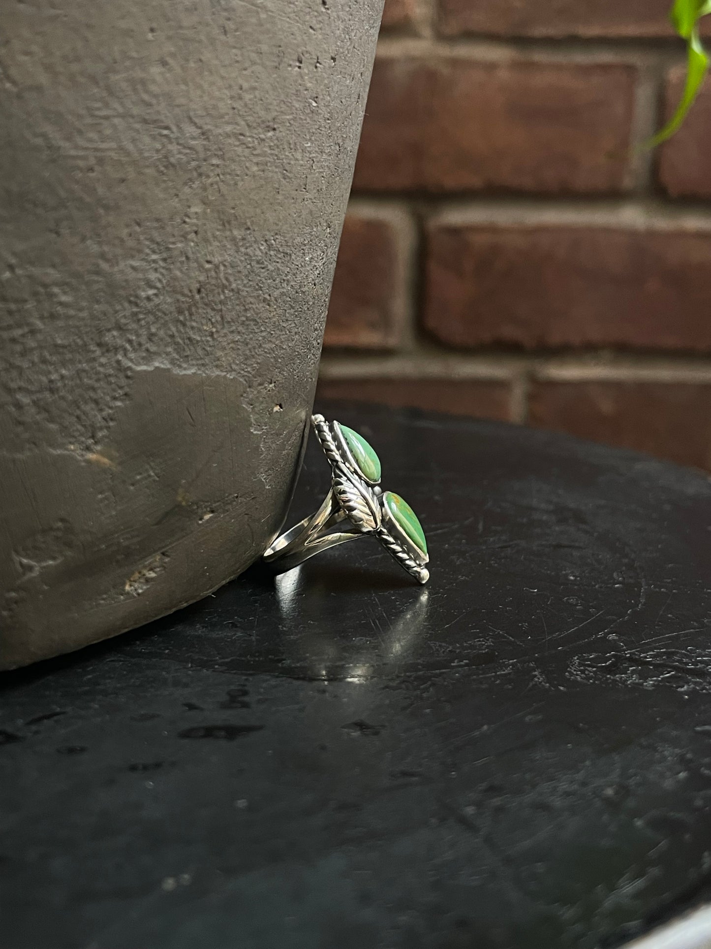 Kingman Turquoise Feather Ring Size 7 | 925 Sterling Silver Southwest E204