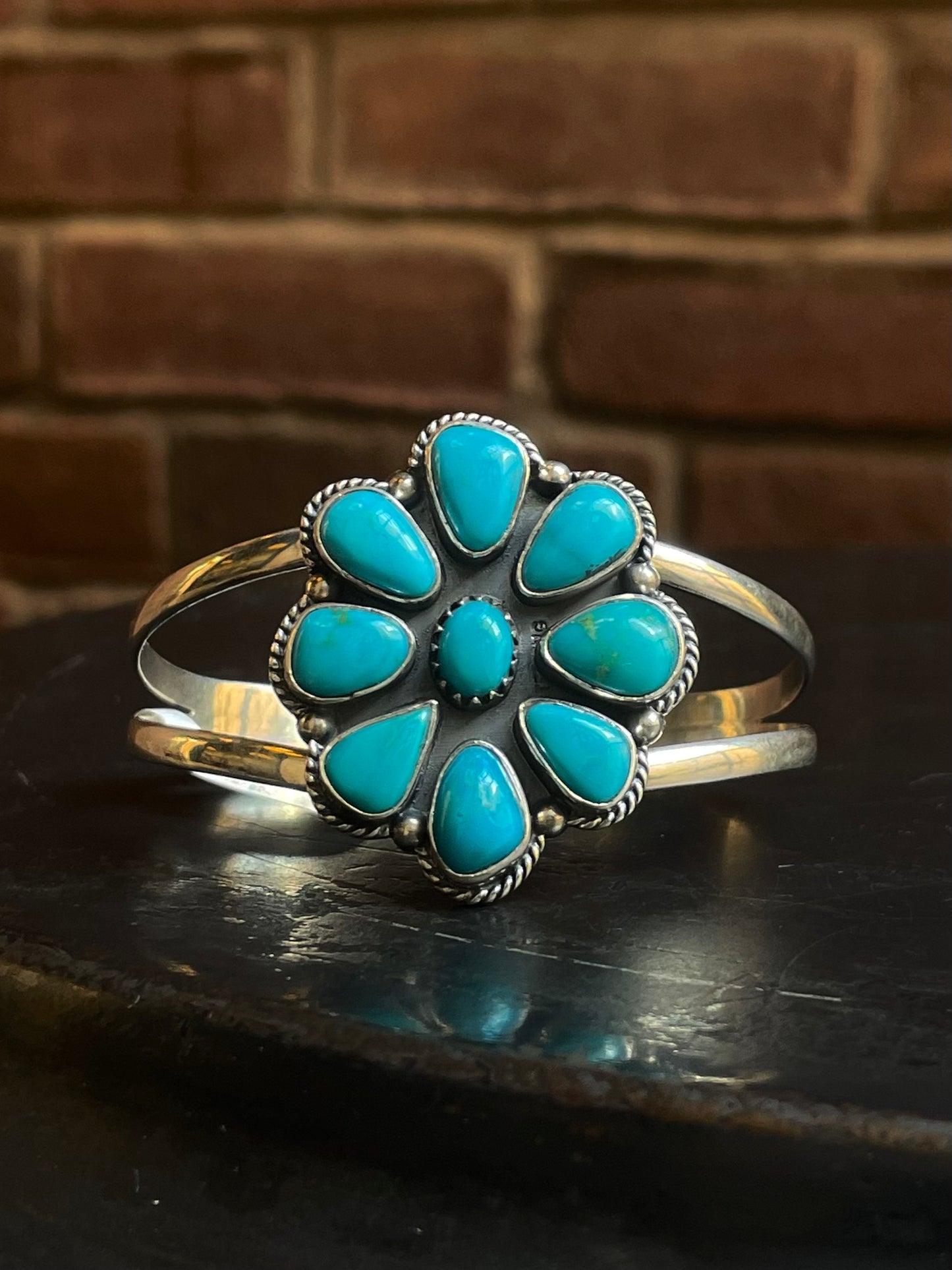 Kingman Turquoise Cuff - Adjustable Cluster Design | Sterling Silver | A771