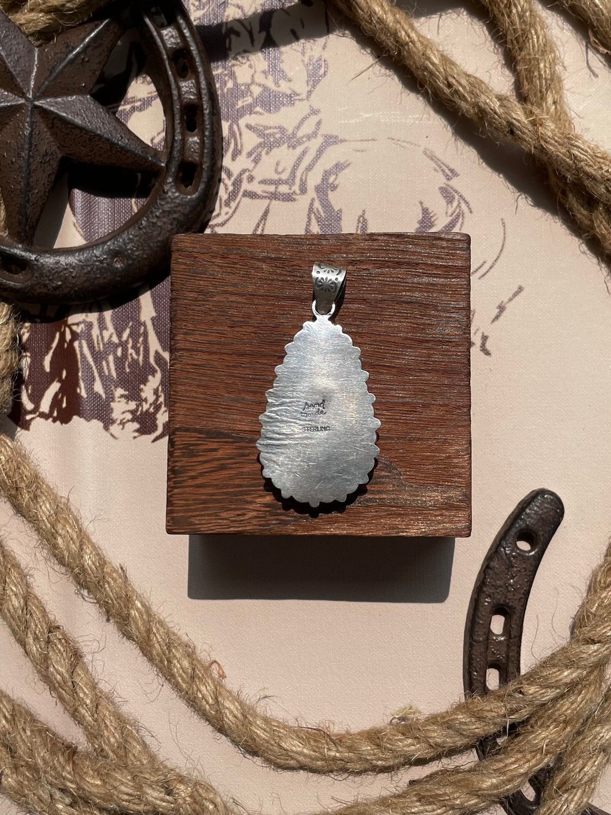 Wild Horse & Coral Teardrop Pendant | 925 Sterling Silver G699