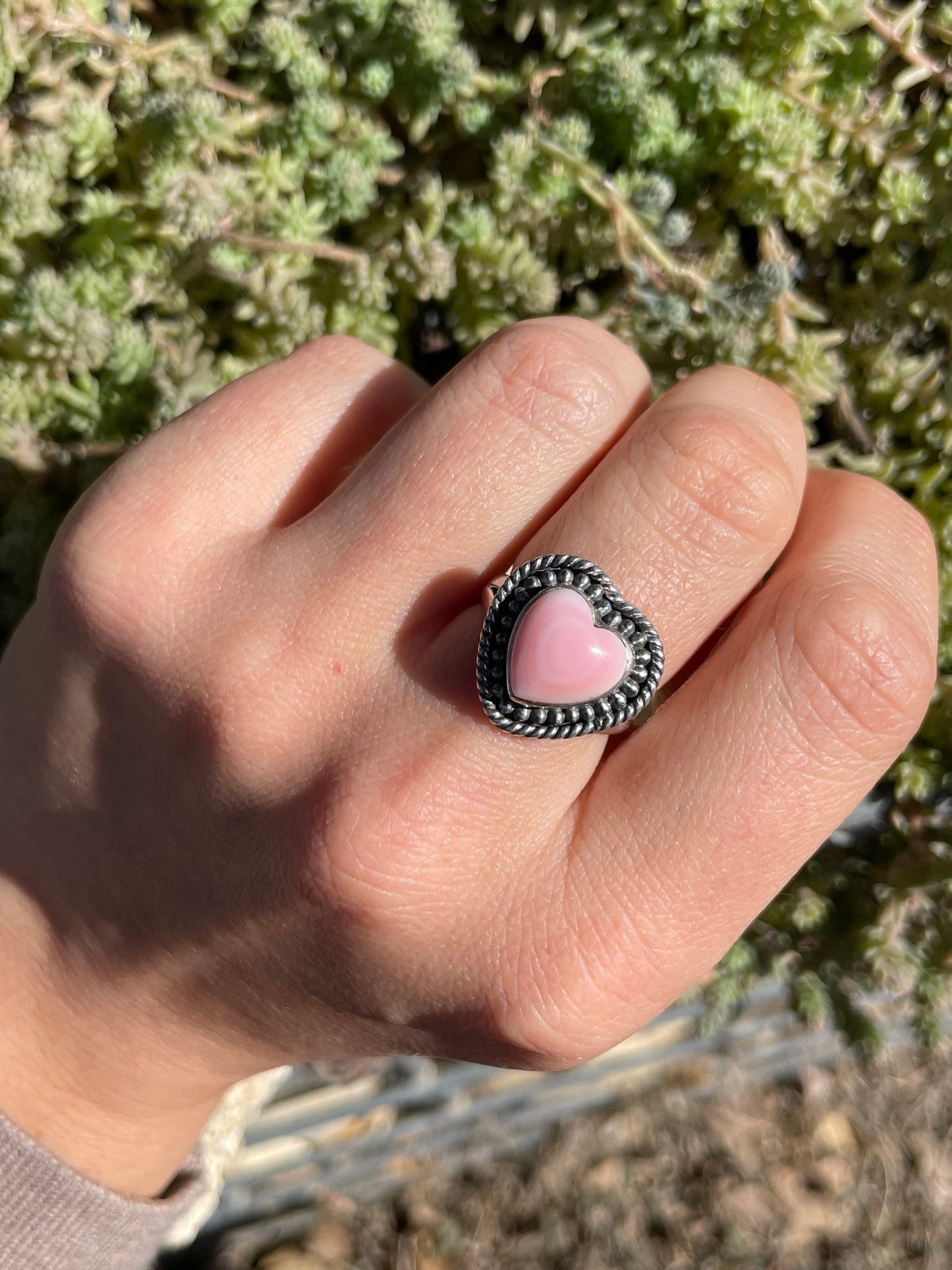 Pink Conch Heart Ring Size 6.75 | 925 Sterling Silver Southwest B989