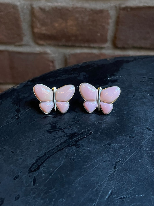 Pink Conch Butterfly Stud Earrings | 925 Sterling Silver E407