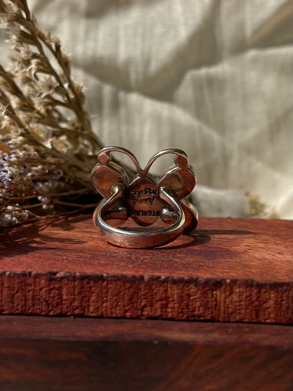 Pink Conch Butterfly Ring | 925 Sterling Silver Size 6.5 D334