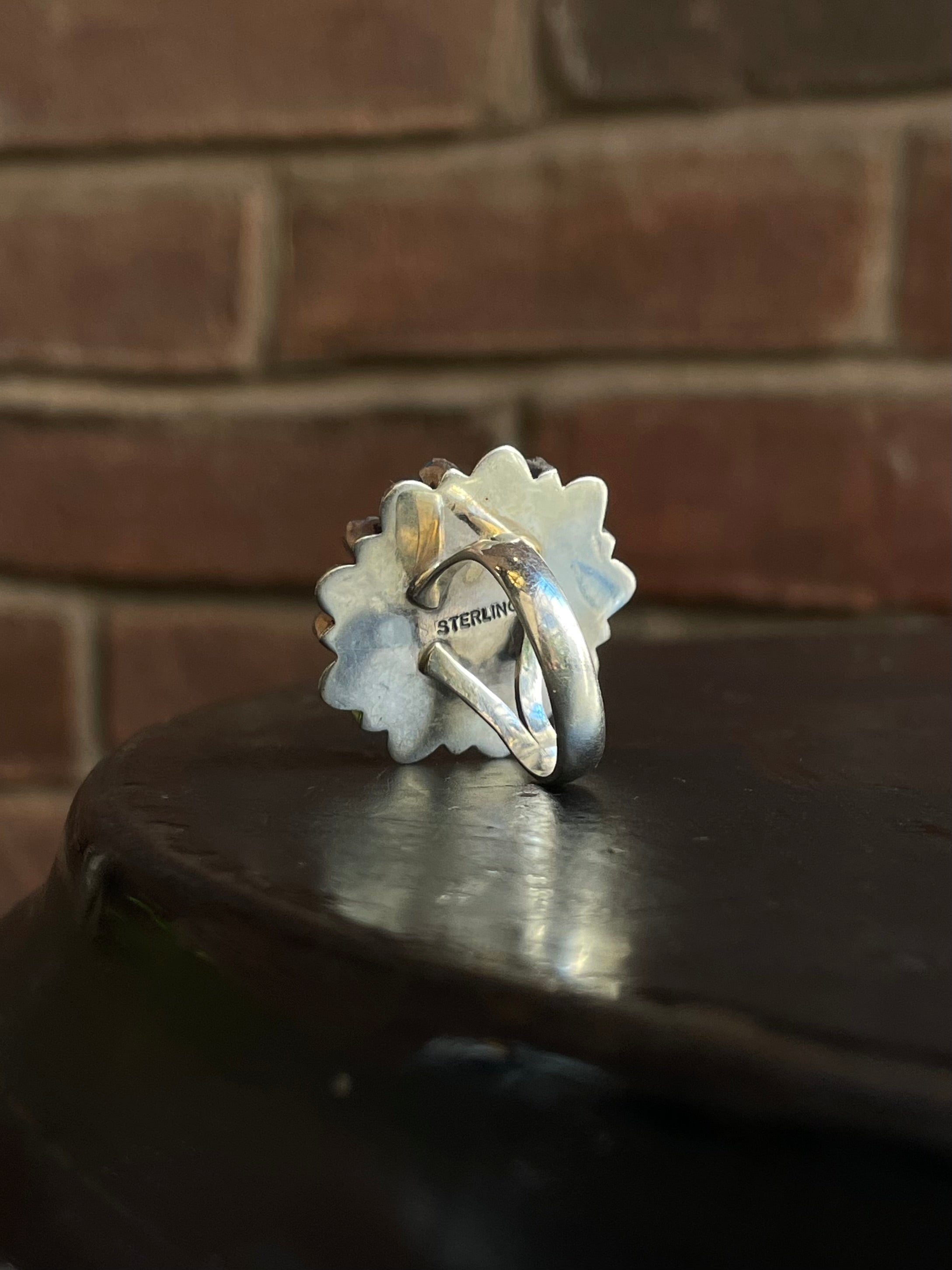 Kingman Turquoise Flower Cluster Ring Size 6.75 | 925 Sterling Silver G577