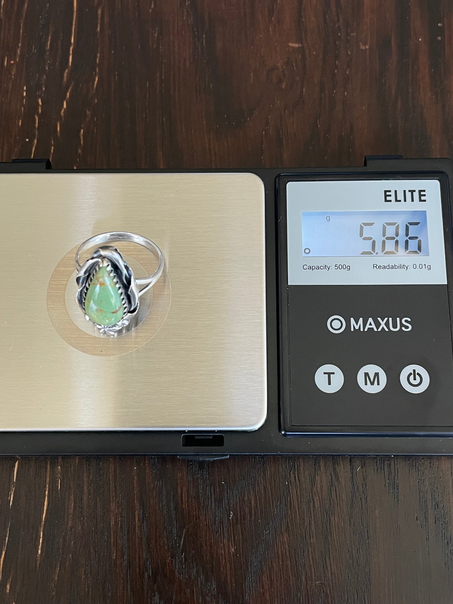 Turquoise Tear Drop Ring Size 8.5 | Sterling Silver E856