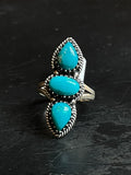 Kingman Turquoise 3 Stone Ring | Sterling Silver | Size 9 | A418