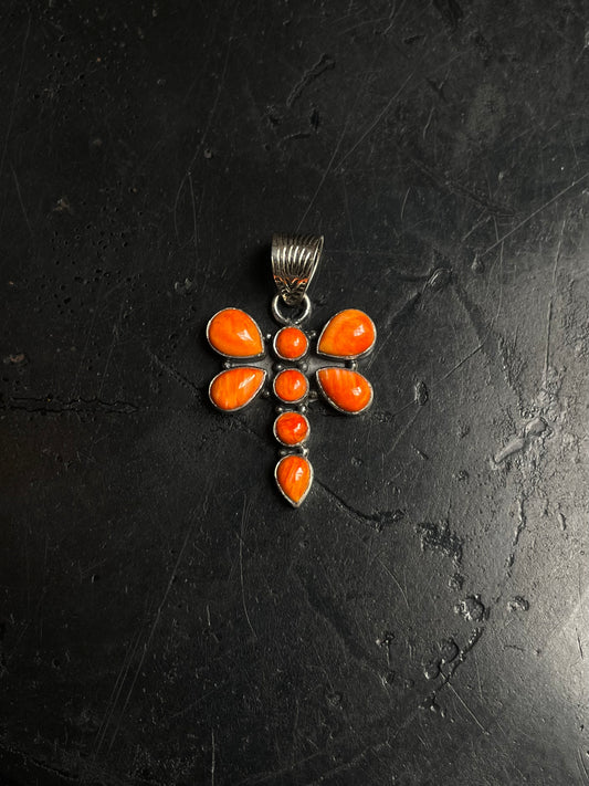 Spiny Oyster Dragonfly Pendant | 925 Sterling Silver C964