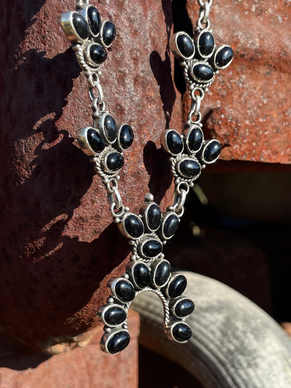 Black Onyx Naja Lariat Necklace | Sterling Silver G333