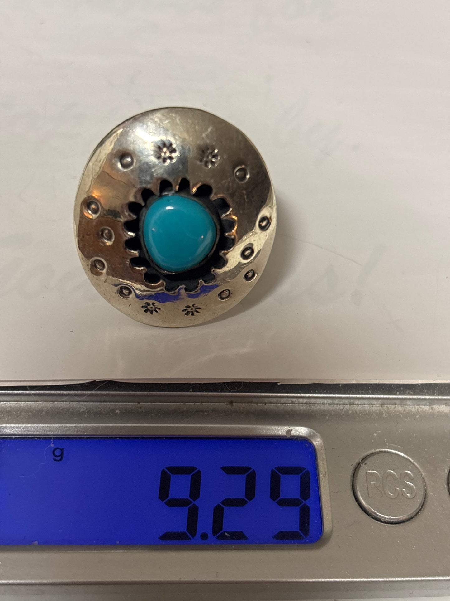 Turquoise Shadowbox Ring Size 8 | 925 Sterling Silver C870