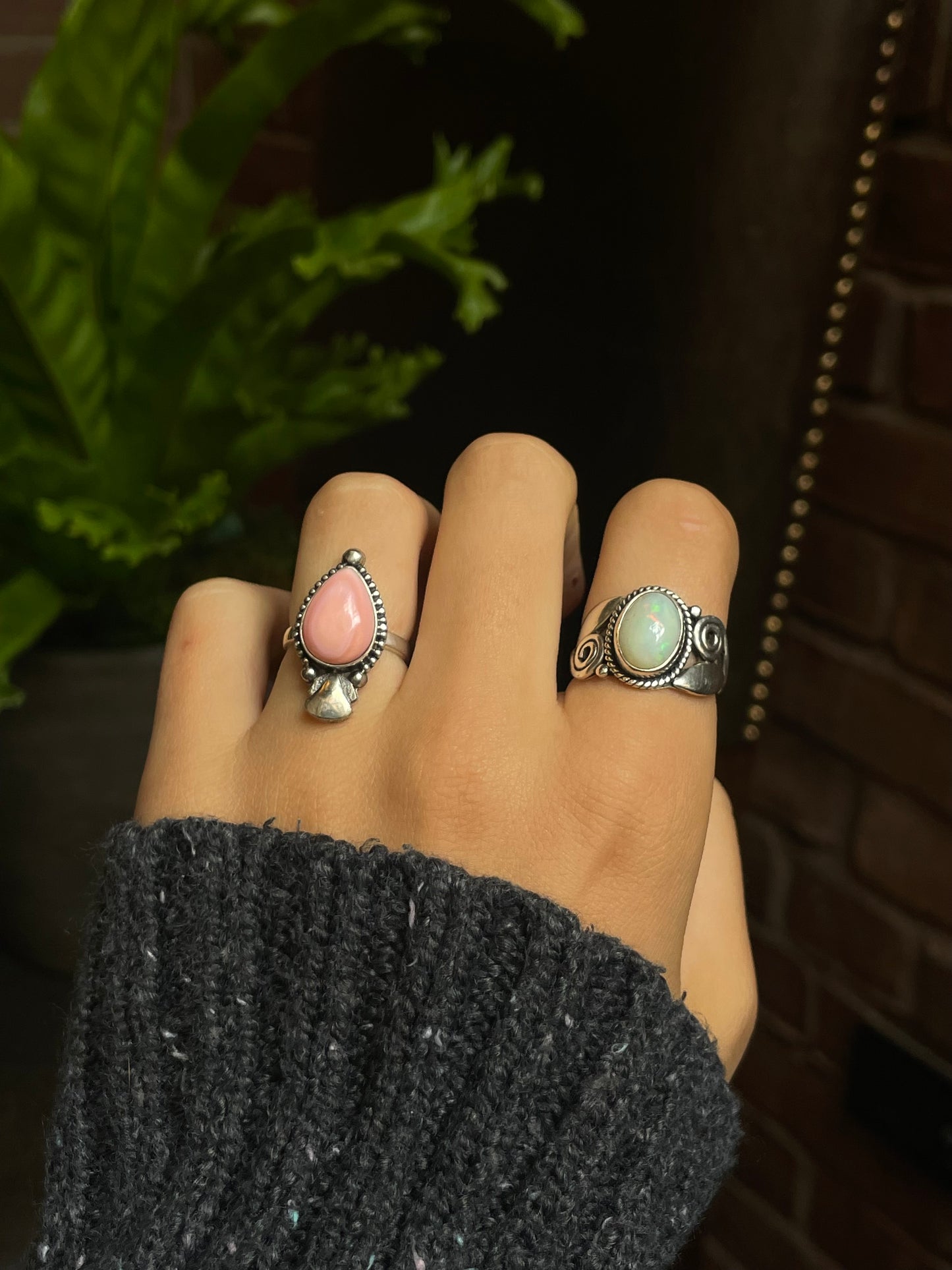 Pink Conch Tear Drop Ring Size 6 | 925 Sterling Silver G152