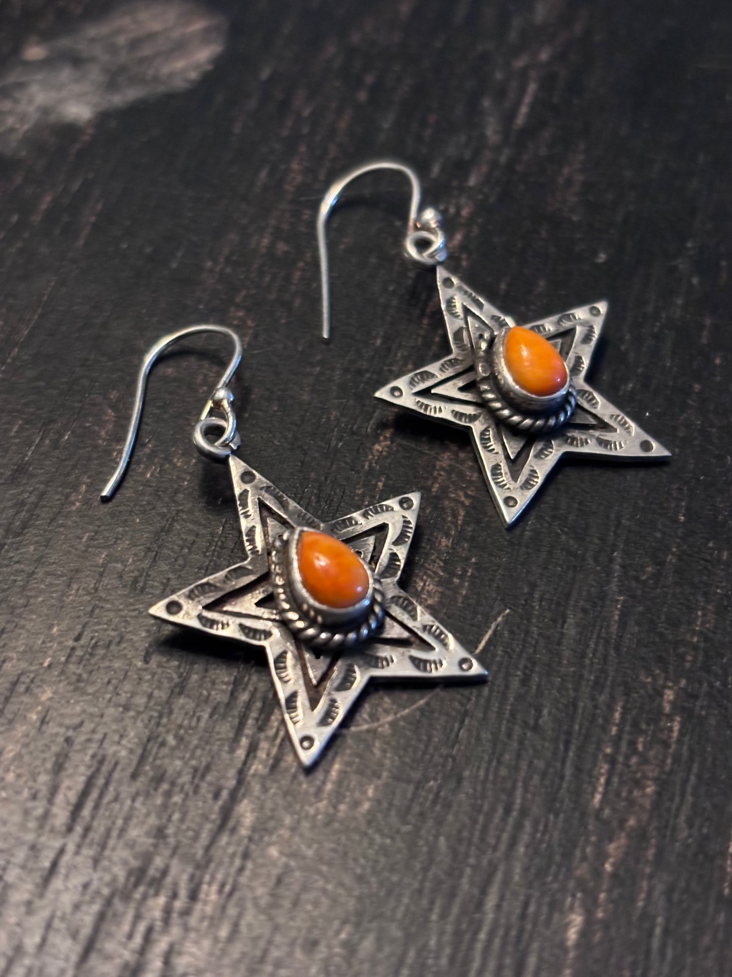 Spiny Oyster Star Dangle Earrings | 925 Sterling Silver A095