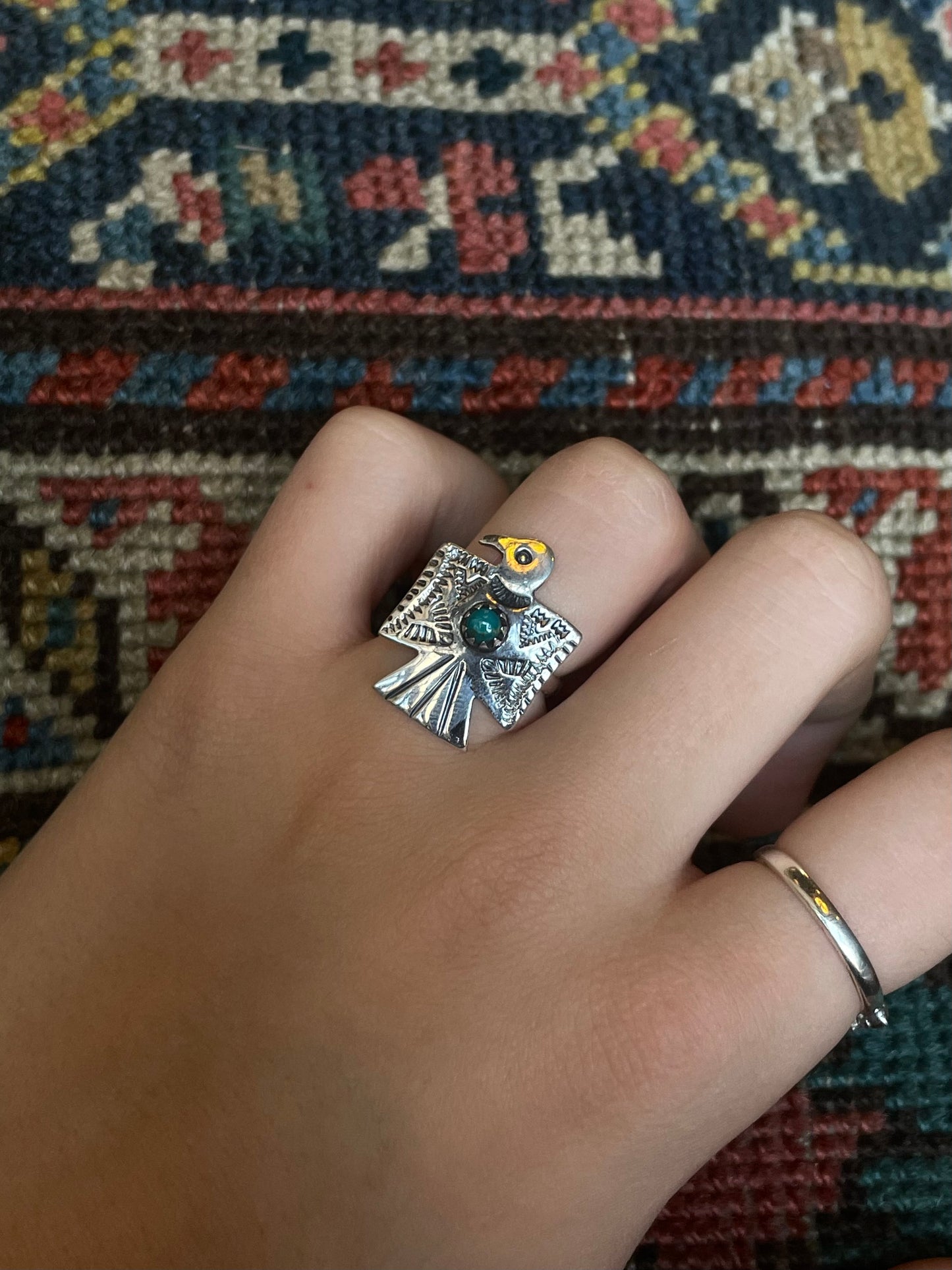 Turquoise Thunderbird Ring | Sterling Silver 925 Size 6 C720
