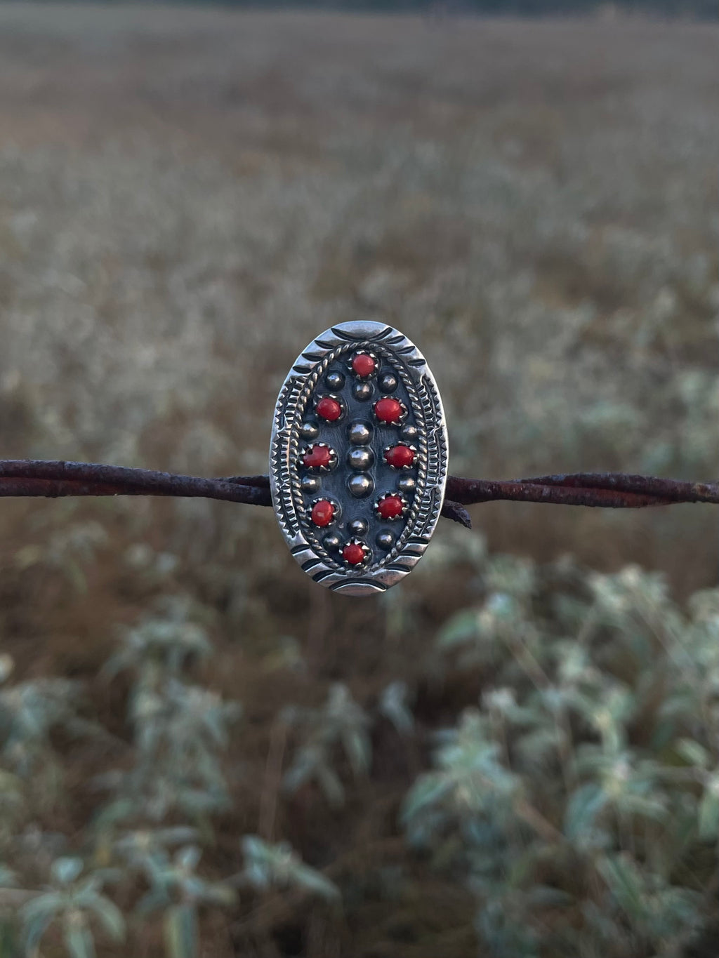 Red Coral Multi-Stone Ring | 925 Sterling Silver Size 8.25 G826
