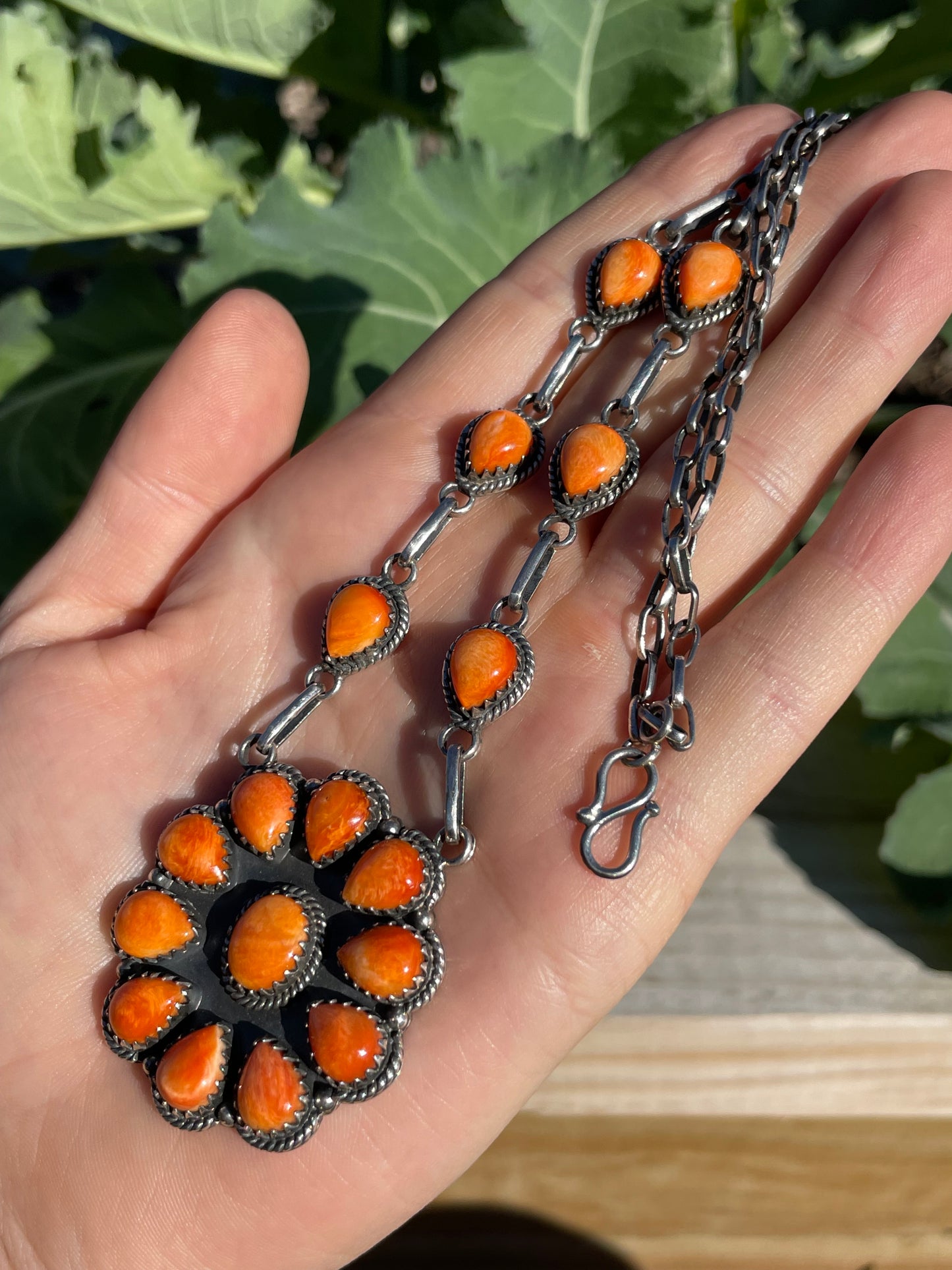 Spiny Oyster Cluster Necklace | Sterling Silver 925 | B901