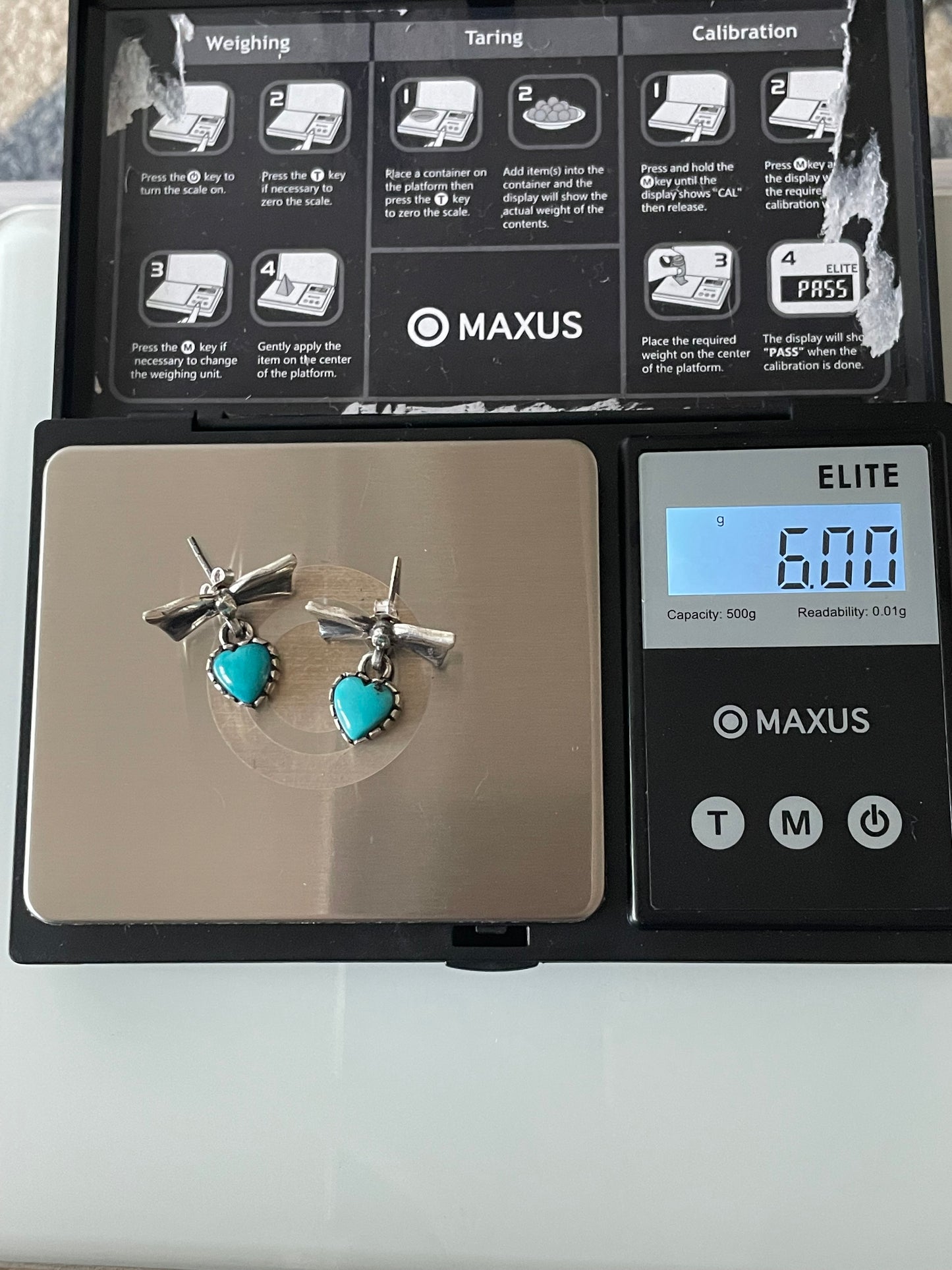 Kingman Turquoise Bow Earrings | Heart Drop Stud E663