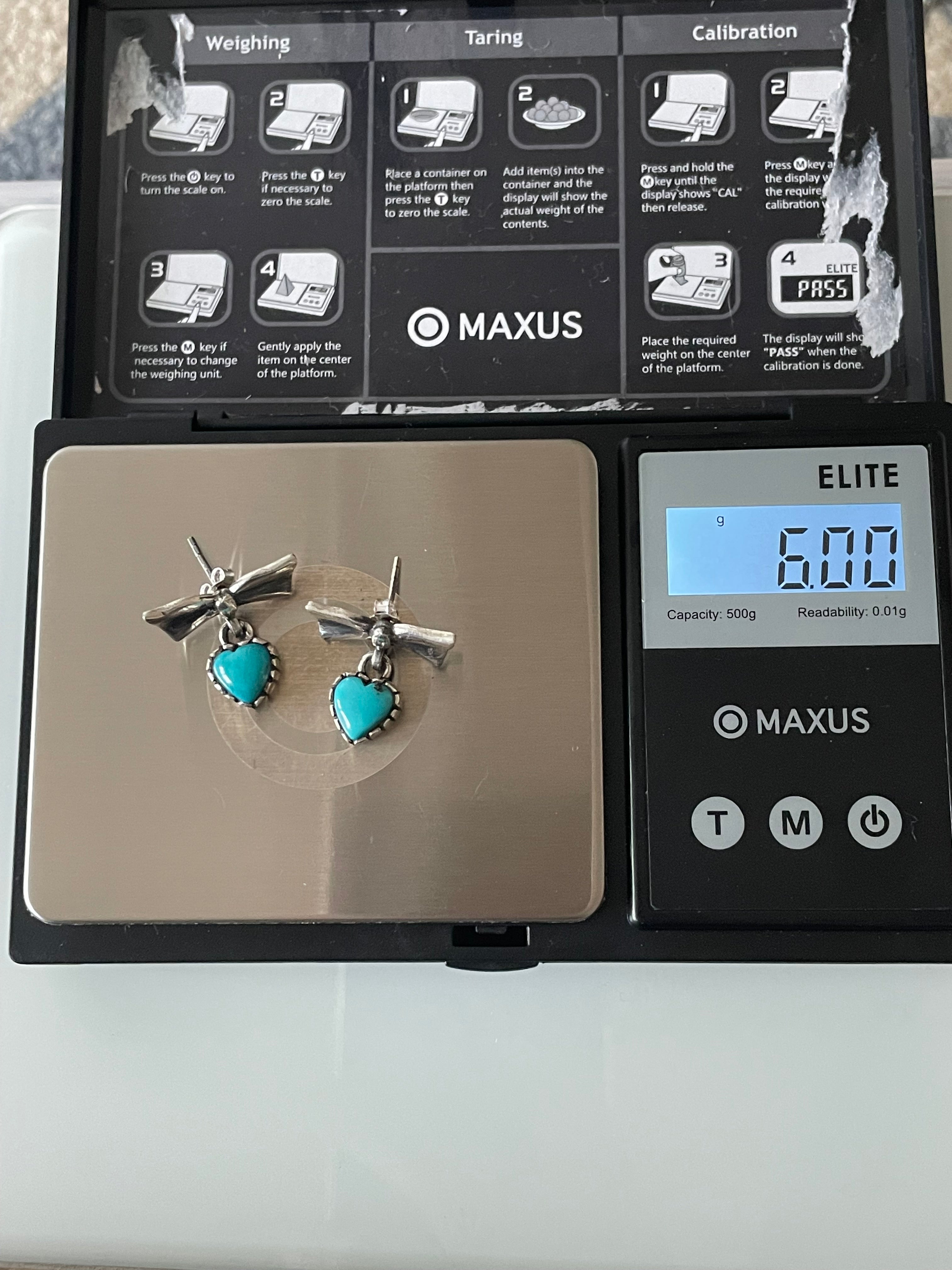 Kingman Turquoise Bow Earrings | Heart Drop Stud E663