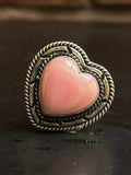 Pink Conch Heart Ring Size 7 | 925 Sterling Silver E997