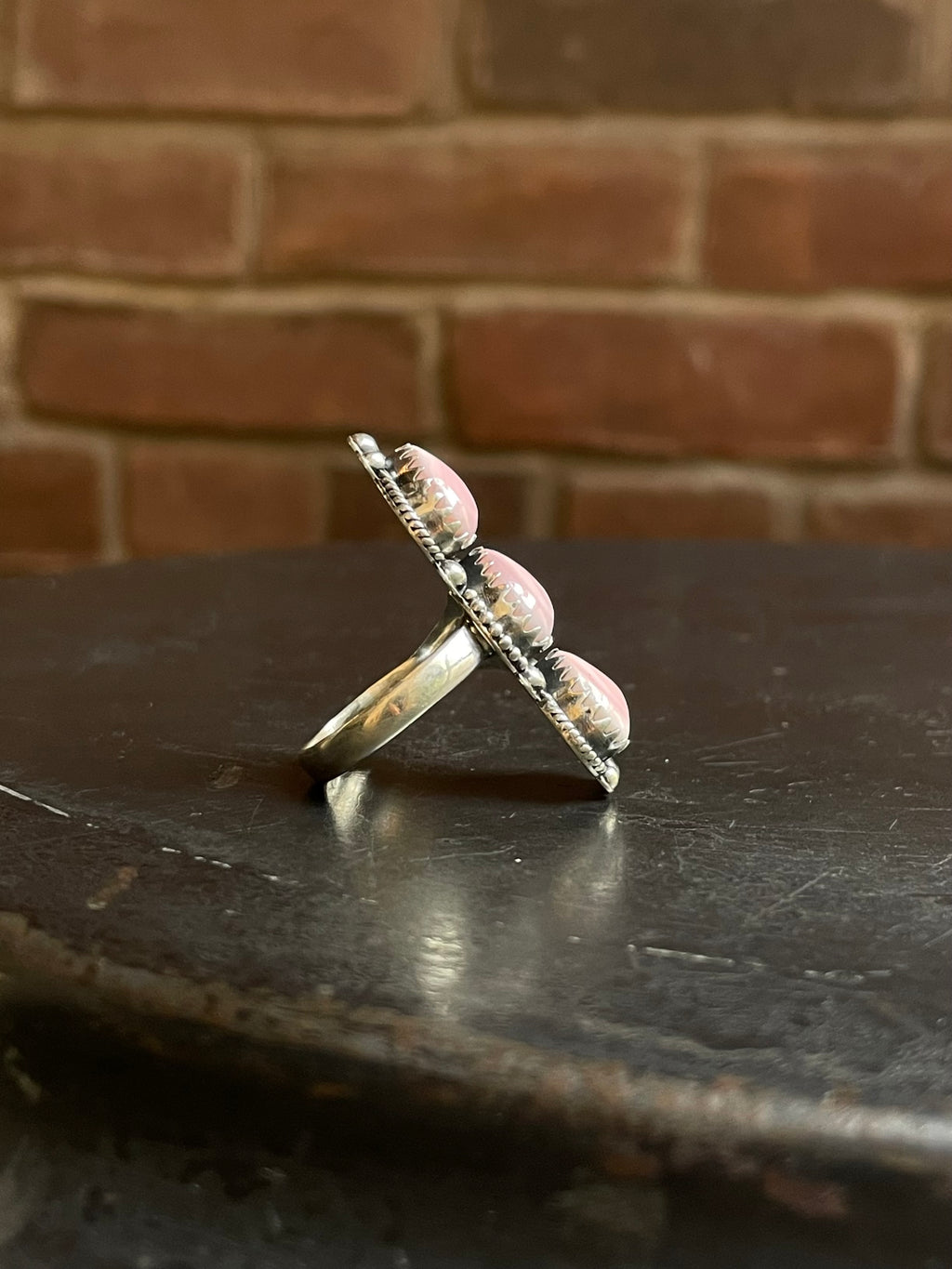 Pink Conch Triple Heart Ring Size 9 | Sterling Silver E900