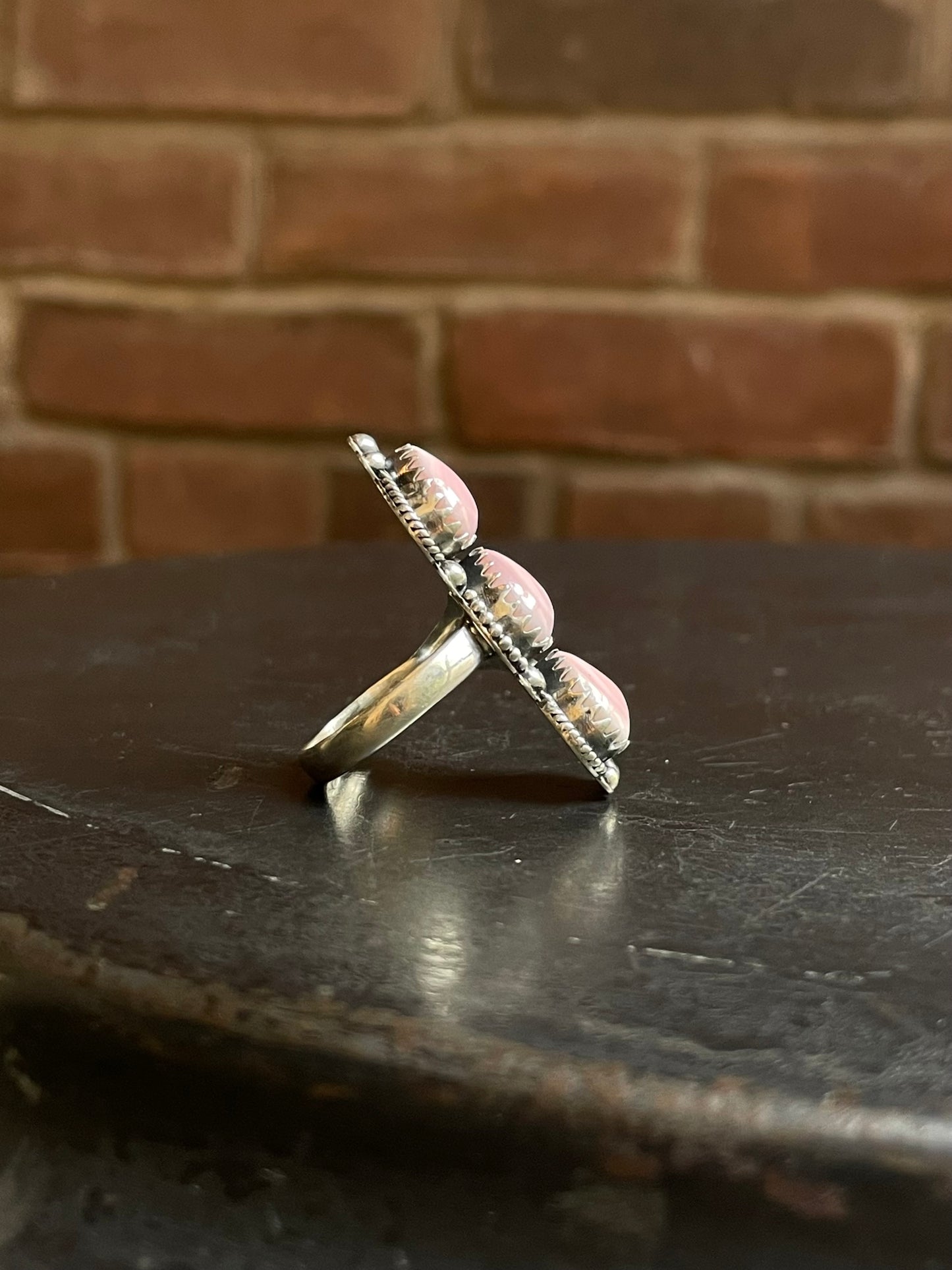 Pink Conch Triple Heart Ring Size 9 | Sterling Silver E900