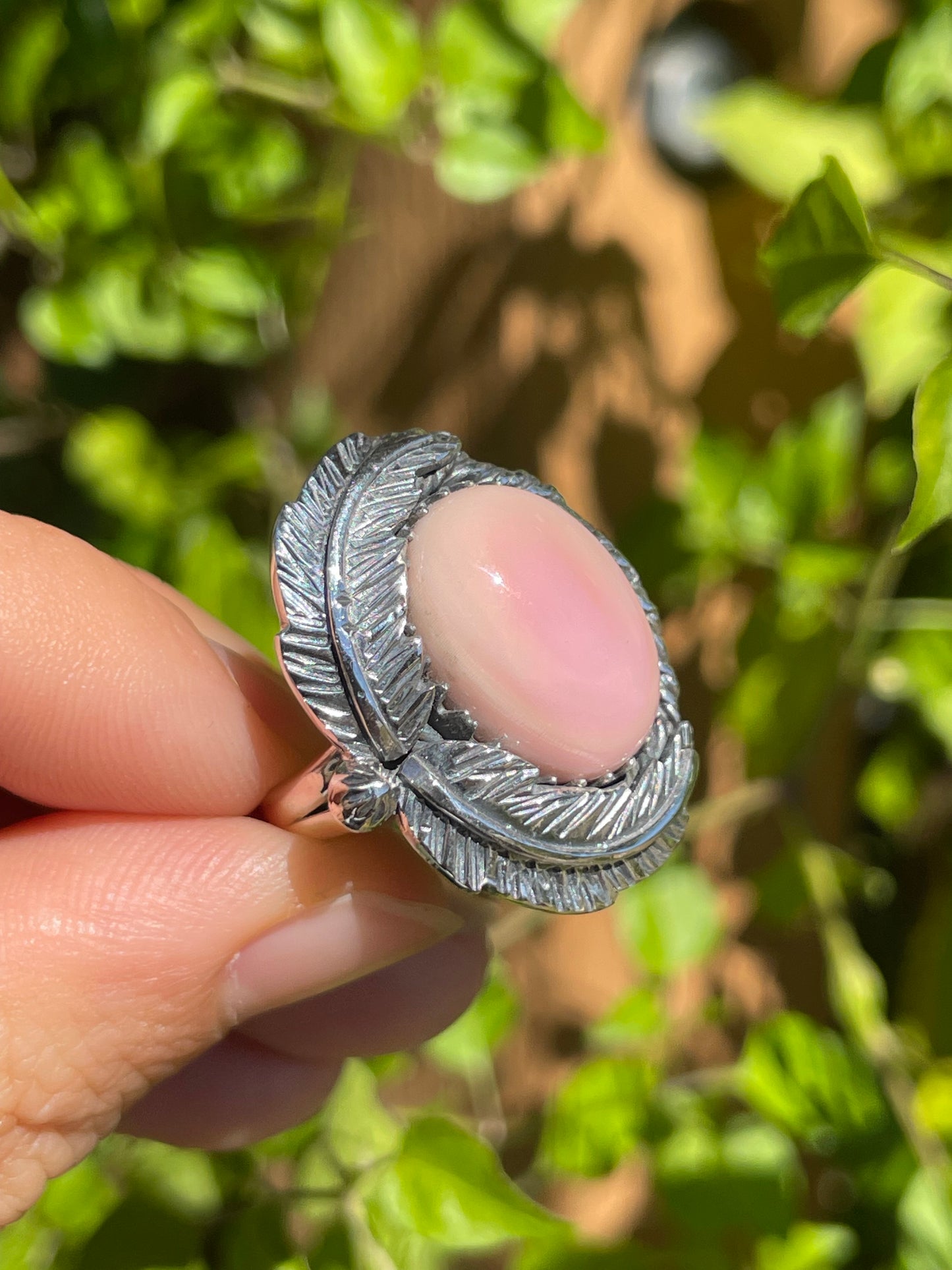 Pink Conch Leaf Ring | 925 Sterling Silver | Size 6 B281