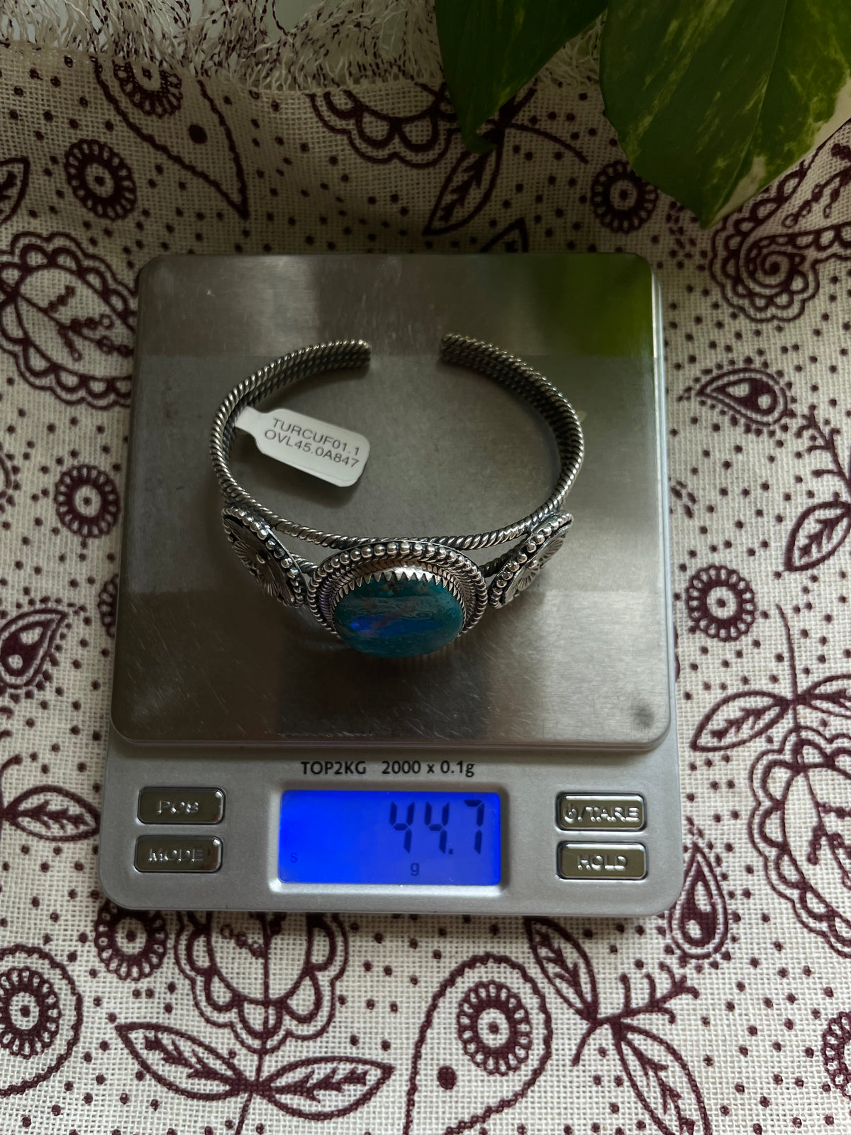 Turquoise Floral Cuff Bracelet | 925 Sterling Silver D273