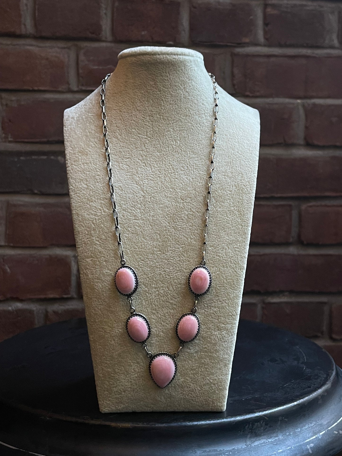 Pink Conch Lariat Necklace | 925 Sterling Silver E344