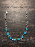 Kingman Turquoise Link Bracelet | 925 Sterling Silver Southwestern Style A003