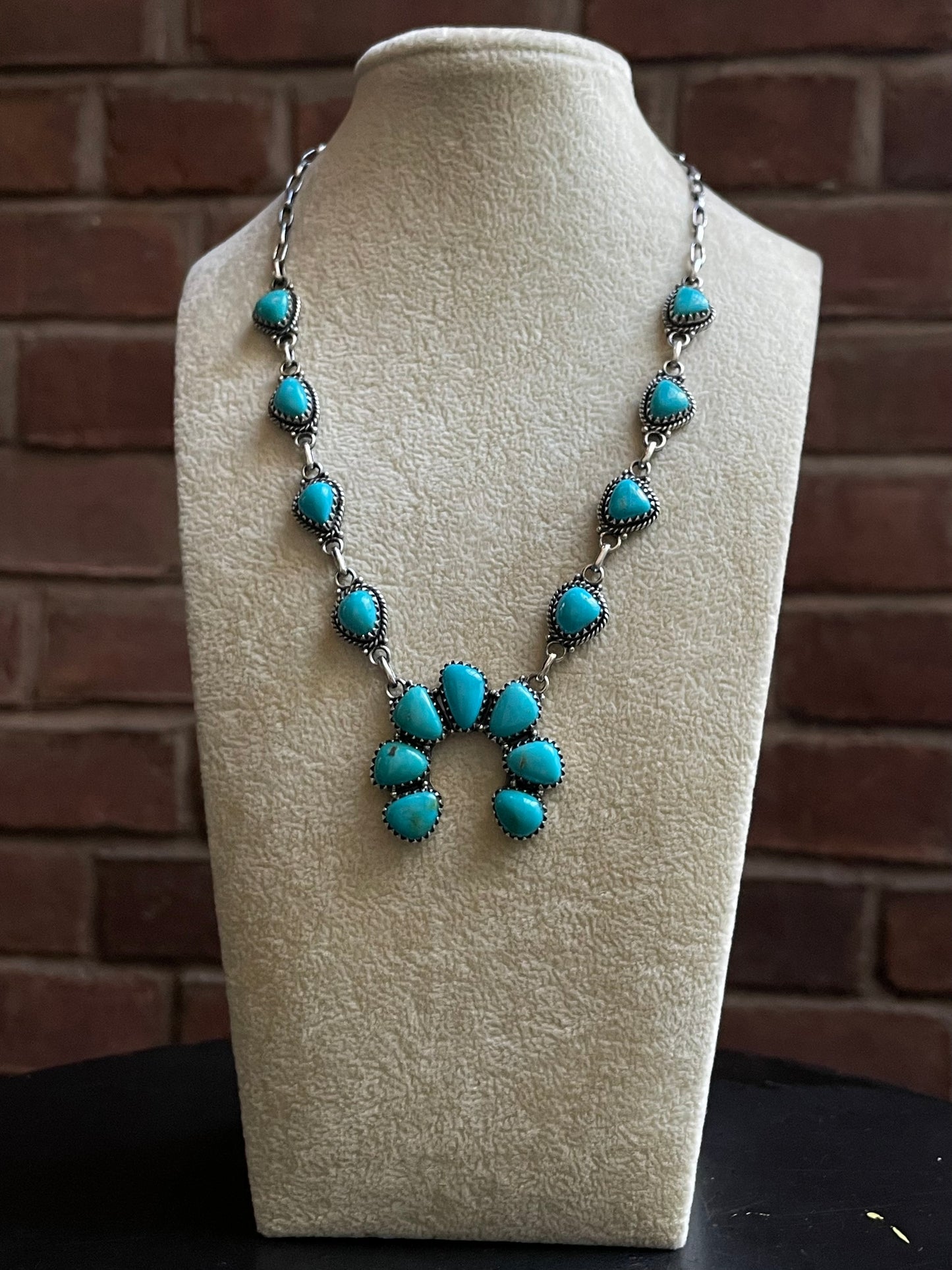 Kingman Turquoise Naja Necklace | Sterling Silver E832