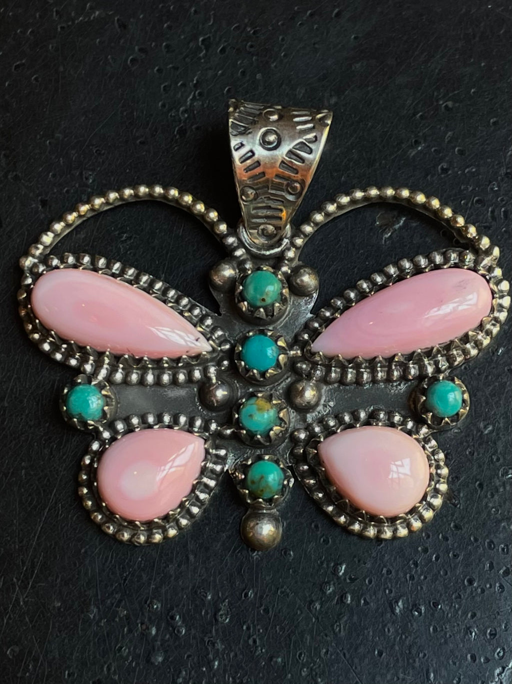 Pink Conch Butterfly Pendant | Sterling Silver G454